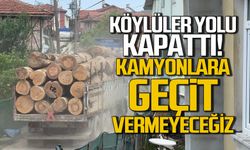 Tomruk kamyonlarına köylü engeli... "Geçit vermeyeceğiz"
