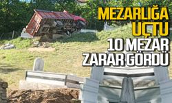 Kamyon şarampole yuvanlandı: Kazada yaklaşık 10 mezar zarar gördü