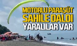 Motorlu paraşüt plaja daldı: Çok sayıda yaralı var