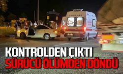 Kontrolden çıkan araç refüje çarparak durabildi