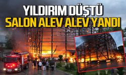 Yıldırım düşmesi sonucu spor salonu alev alev yandı