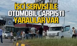 İşçi servisi ile otomobil çarpıştı: Yaralılar var!