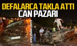 Zonguldak'ta gece yarası takla atan araç hurdaya döndü!