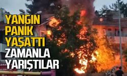 Yangın panik yaşattı: Zamanla yarıştılar