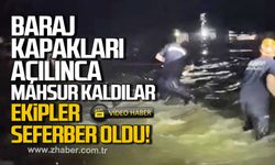 Çaycuma'da baraj kapakları açılınca mahsur kaldılar. Ekipler seferber oldu