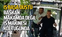 İş başa düştü... Başkan makamda değil kepçe koltuğunda