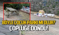 Zonguldak'ta çocukların oyun parkı çöp yığınlarıyla doldu
