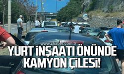 Zonguldak'ta harfiyat kamyonu trafiği felç etti