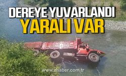 Devrek'te kamyon dereye yuvarlandı. Yaralı var.