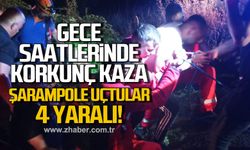 Türkali'de gece saatlerinde korkunç kaza: Şarampole uçtular, 4 yaralı