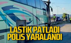 Bartın'da otobüs direğe çarptı, Lastik patladı: Polis memuru yaralandı