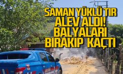 Saman yüklü tır alev aldı... Balyaları bırakıp kaçtı
