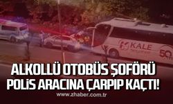 Zonguldak’ta tehlikeli anlar! Alkollü otobüs şoförü polis aracına çarpıp kaçtı