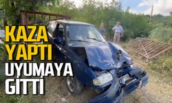 Kaza yapan sürücü aracını bırakıp uyumaya gitti