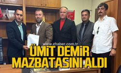Ümit Demir mazbatasını aldı
