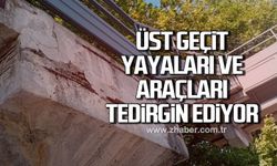 Zonguldak'ta hasar gören üst geçit, yaya ve araçları tedirgin ediyorV