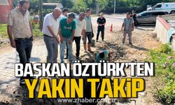 Vedat Öztürk sahada. Çalışmaları yerinde inceledi.