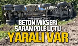 Alaplı'da şarampole uçan beton mikserinin sürücüsü yaralandı