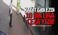 Çöp kovasını kağıt gibi ezdi, 10 bin lira ceza yedi