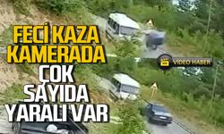Kaza anı kamerada: İşçi servisi ile otomobil çarpıştı: Çok sayıda yaralı var