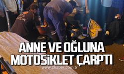 Anne ve oğluna motosiklet çarptı: 1 yaralı