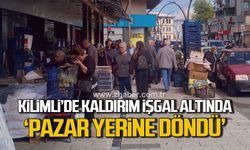 Kilimli’de kaldırım işgali tepki çekti: Pazar yerine döndü!