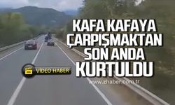 Hatalı sollama: Kafa kafaya çarpışmaktan son anda kurtuldu