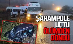 Yağış nedeniyle şarampole uçtu: Ölümden döndüler