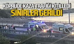 Köprü üzerindeki kaza trafiği kilitledi sinirler gerildi