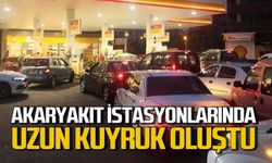 Zonguldak’ta akaryakıt zammı öncesi istasyonlarda kuyruk oluştu