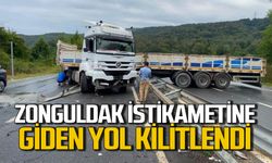 Zonguldak istikametine gelen yol kapandı sürücüler uzun süre bekledi