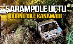Şarampole uçtu, burnu bile kanamadı!