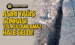 Aşırı yağış sonrası yol kullanılamaz hale geldi