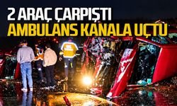 Feci kaza: İki araç çarpıştı ambulans kanala uçtu