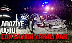 Kontrolden çıkan araç araziye uçtu çok sayıda yaralı var