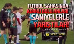 Futbol sahasında korku dolu anlar... Saniyelerle yarıştılar!