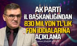 AK Parti Bartın İl Başkanlığından 830 Milyon TL'lik fon iddialarına açıklama