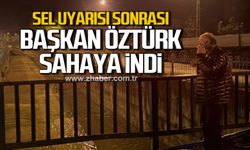 Gökçebey’de gece mesaisi! Başkan Öztürk dereyi kontrol etti