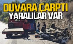 Karabük’te otomobil istinat duvarına çarptı. Yaralılar var.