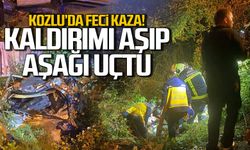 Kozlu’da feci kaza! Kaldırımı aşıp aşağı uçtu