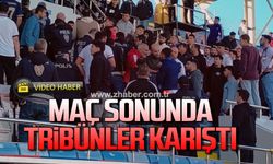 Maç sonunda tribünler karıştı