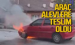 Alevlere teslim olan araç korku dolu anlar yaşattı