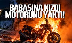 Babasına kızdı, motorunu yaktı