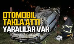 Zonguldak’ta seyir halindeki otomobil takla attı: 2 yaralı