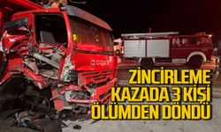 Zincirleme kayada 3 araç büyük hasar gördü: Ölümden döndüler