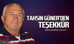Tahsin Güner'den teşekkür