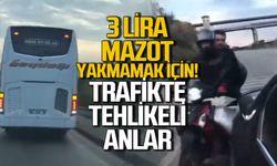Yolcu otobüsünden tehlikeli geri manevra!