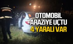 Çaycuma'da kontrolden çıkan otomobil araziye uçtu; 4 yaralı