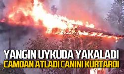 Uykusunda tek katlı evi küle döndü: Camdan atlayarak canını kurtardı
