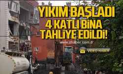 Zonguldak'ta 4 katlı bina tahliye edildi! Yıkım başladı